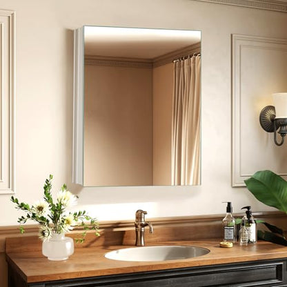 Medicine Cabinet Mirror,Bathroom Mirror with Storage 24 x 32 in | Bathroom Medicine Cabinet With Mirror And Adjustable Shelves, Aluminum Recessed or Wall Mounted Medicine Cabinets - size: 24 x 32 inches