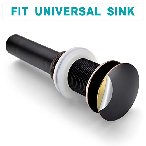 BESTILL Bathroom Sink Drain Stopper, Push Pop Up Drain Without Overflow, Oil Rubbed Bronze - color: Oil Rubbed Bronze, style: without Overflow
