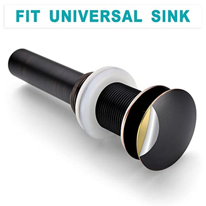 BESTILL Bathroom Sink Drain Stopper, Push Pop Up Drain Without Overflow, Oil Rubbed Bronze - color: Oil Rubbed Bronze, style: without Overflow