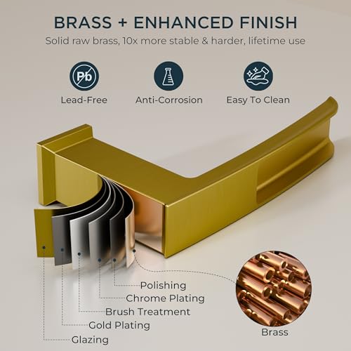 FORIOUS Roman Bathtub Faucet 3 Hole Deck Mount with 2 Handle Brushed Gold | Tub Faucet for 3-Hole Set, 6-12" Centered Distance, Widespread Garden Bath Tub, Waterfall Spout, High Flow, Brass - color: Brushed Gold