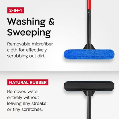 Tyroler Window Squeegee with Extension Pole 1-12.5ft | Window Cleaner Tool | | 10-Part Windows Washing Kit with Extension Pole | Professional Telescopic Window Squeegee for Home & High Glass - color: Black - 1 Ft-12.5 Ft