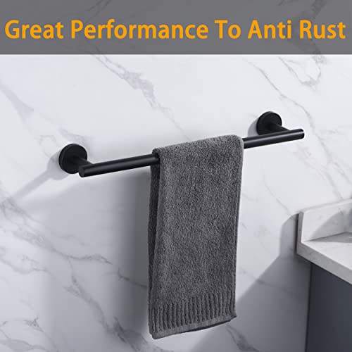 Matte Black SUS304 Stainless Steel Bath Towel Bar Single Bars Towel Rack Rod Classic Wall Mounted Bathroom Towel Holder Toilet Kitchen Towel Shelf Single Layer, 18 inches. - color: Matte Black, size: 18inch