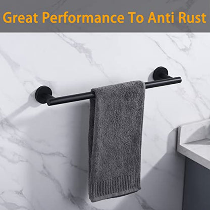 Matte Black SUS304 Stainless Steel Bath Towel Bar Single Bars Towel Rack Rod Classic Wall Mounted Bathroom Towel Holder Toilet Kitchen Towel Shelf Single Layer, 18 inches. - color: Matte Black, size: 18inch
