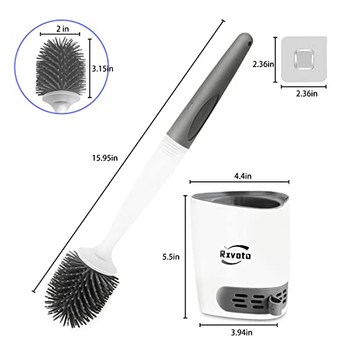 Silicone Toilet Bowl Cleaner Brush, Bathroom Cleaning Bowl Kit, Wall Mount Toilet Brush Refillable Toilet Brush Diatom Mud Absorbent Soft Bristled Silicone