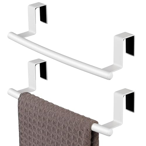 KES Over Cabinet Door Towel Bar Fit 1" Thick, Kitchen Towel Holder, White | Anti-Wobble Stable Fit, Scratchproof, Kitchen Towel Rack for Dish Hand Towels, Cabinet Towel Holder, 2 Pack, KTH500S26-WH-P2 - color: White