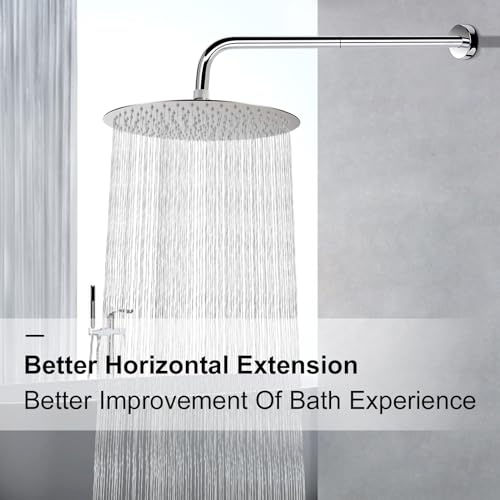 NearMoon Shower Arm, Extra Extension Arm with Flange, Stainless Steel Wall-Mounted Showerhead Extender Pipe (24 Inch, Chrome Finish) - color: Chrome Finish, style: 24 Inch