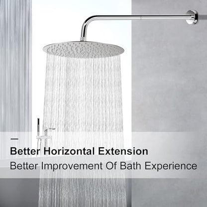 NearMoon Shower Arm, Extra Extension Arm with Flange, Stainless Steel Wall-Mounted Showerhead Extender Pipe (24 Inch, Chrome Finish) - color: Chrome Finish, style: 24 Inch