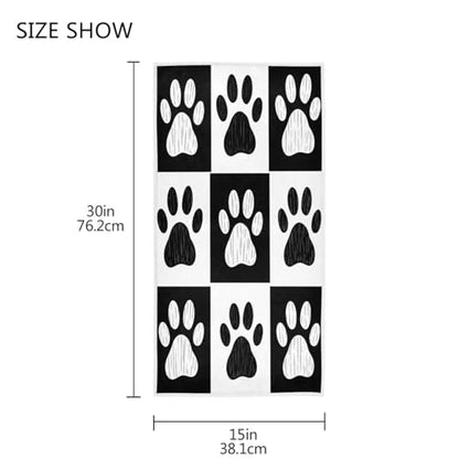 Wamika Dog Pattern Large Hand Towels Doodle Black White Dog Animals Paws Print Bath Towel Ultra Soft Highly Absorbent Multipurpose Bathroom Towel for Hand,Face,Gym,Sports and Spa Home Decor, 16x30 in