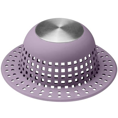 Aluvor Shower Drain Hair Catcher Bathtub Drain Cover Sink Drain Protector | Bathroom Sink & Bathtub Drain Strainer for Pop-Up & Regular Drains, Silver Purple - color: Silver Purple