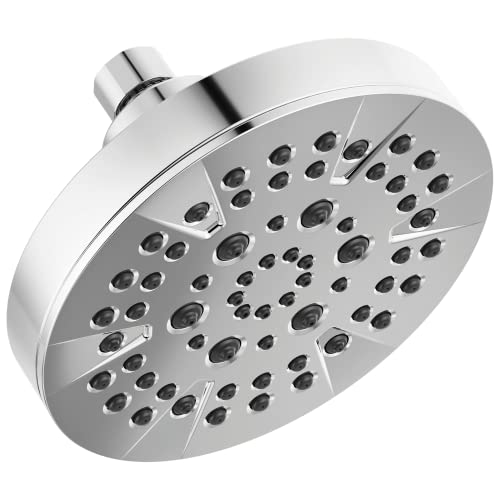 Delta 6-Setting Chrome Shower Head with High Pressure Spray, 6 Inch Round Shower Head, Showerheads, 1.75 GPM Flow Rate, Chrome 52535 - color: Chrome