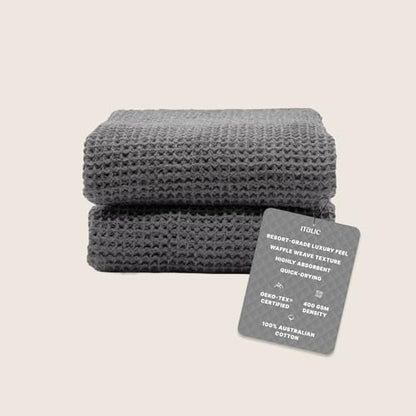 Sedona Waffle Bath Sheets, 410 GSM 100% Cotton, Set of 2, Oversized Towels, Ultra Soft & Absorbent, Lightweight Spa Towels (Charcoal) - color: Charcoal, style: Bath Sheet (set of 2)