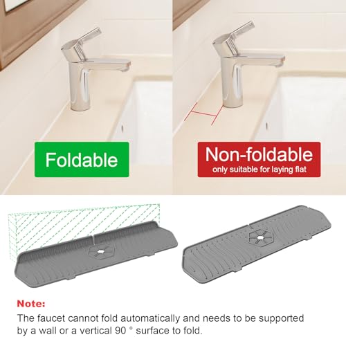 Faucet Guard - 90 Foldable Drain Mat for Kitchen & Bathroom Sink (Gray, 24"*5.66") - color: Gray, size: 24"*5.78"
