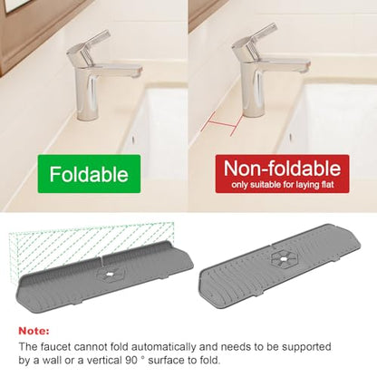 Faucet Guard - 90 Foldable Drain Mat for Kitchen & Bathroom Sink (Gray, 24"*5.66") - color: Gray, size: 24"*5.78"