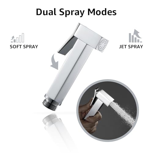 Handheld Bidet Sprayer for Toilet, Cloth Diaper Sprayer with Wall Mounts (ABS) and Hand Held Bidet Bathroom Hose (Stainless Steel), Jet Spray for Toilet, Muslim Shower, Easy to Install (Chrome) - color: Chrome