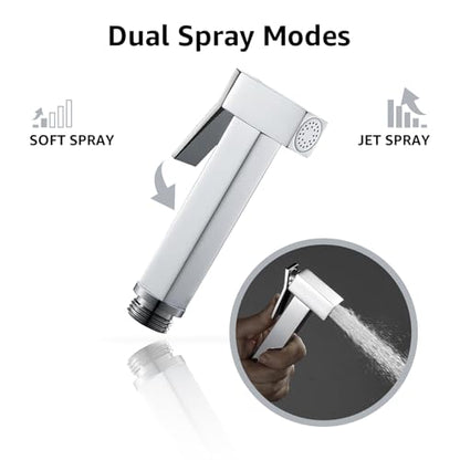 Handheld Bidet Sprayer for Toilet, Cloth Diaper Sprayer with Wall Mounts (ABS) and Hand Held Bidet Bathroom Hose (Stainless Steel), Jet Spray for Toilet, Muslim Shower, Easy to Install (Chrome) - color: Chrome