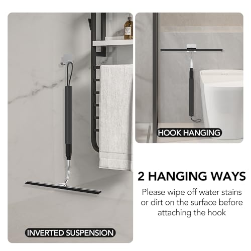 Shower Squeegee with Long Handle, 15-51" Telescopic Squeegee for Window Cleaning, Shower Squeegee for Glass Doors, Extendable Window Cleaner Tool for Tile Walls, Sliding Door, Floor, Car Windshield