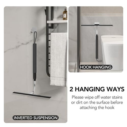 Shower Squeegee with Long Handle, 15-51" Telescopic Squeegee for Window Cleaning, Shower Squeegee for Glass Doors, Extendable Window Cleaner Tool for Tile Walls, Sliding Door, Floor, Car Windshield