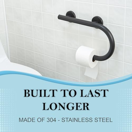 Grab Bar Toilet Paper Holder - Bathroom Safety Aid/304 Stainless/Right/Oil Rubbed Bronze/ 16.5" x 10 - color: Oil Rubbed Bronze, Right Hand
