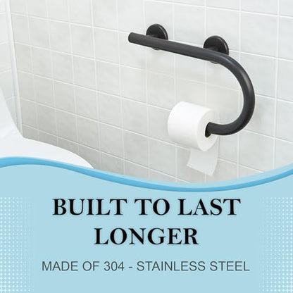 Grab Bar Toilet Paper Holder - Bathroom Safety Aid/304 Stainless/Right/Oil Rubbed Bronze/ 16.5" x 10 - color: Oil Rubbed Bronze, Right Hand
