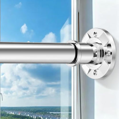 Silver Heavy Duty Tension Shower Curtain Rod 30-100 in Adjustable Spring Long Curtain Rods 1" Dia Stainless Steel Rustproof No Drill For Bathroom Window Non Slip - color: Silver, size: 31-100"