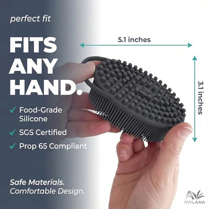 Avilana Premium Silicone Body Scrubber -Trusted Since 2017 - SGS Certified Food Grade Dual Sided Bath Brush, Quick-Dry Exfoliating Loofah Alternative, Massage Brush Sensitive Skin Women Men - color: Marbled, size: Massage