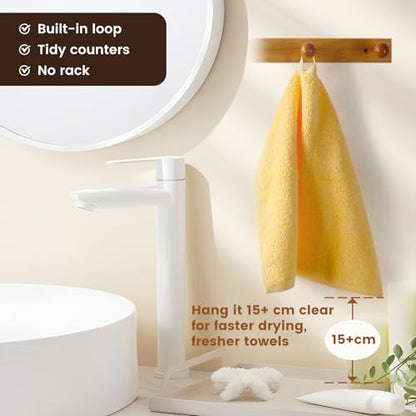 12-Pack Cotton Washcloths for Bathroom with Hanging Loops, Yellow | Soft washcloths for face cleansing, shower use, guest bathrooms, and daily wash-day rotation, OEKO-TEX certified, easy care - color: A01: Yellow