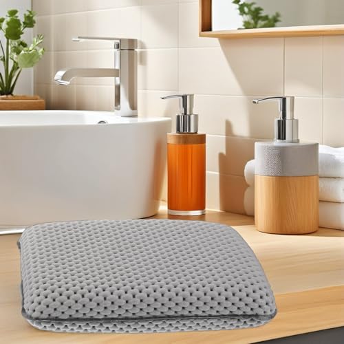 HOMSFOU 2pcs Non-Slip Foam Bath Pillow Suction Cups for Neck and Back Support, White and Gray Bathtub Headrest Cushions for Spa, Shower, Hotel, and Swimming Pool Use