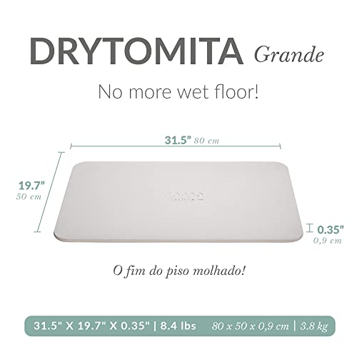 Momo Lifestyle Large Stone Bath Mat Drytomita – Quick Drying Diatomaceous Earth, Ultra Absorbent (Linen Grey, Grande 32" X 20") - size: 1'8" x 2'8" (Rectangular)