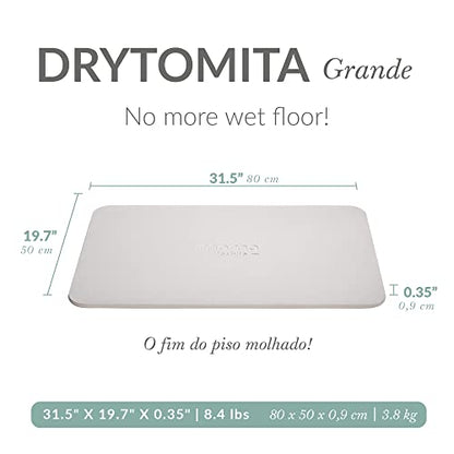Momo Lifestyle Large Stone Bath Mat Drytomita – Quick Drying Diatomaceous Earth, Ultra Absorbent (Linen Grey, Grande 32" X 20") - size: 1'8" x 2'8" (Rectangular)