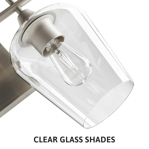 VONLUCE Bathroom Vanity Light, 2 Light Bathroom Light Fixture Over Mirror, Bathroom Wall Lamp with Clear Glass, Modern Brushed Nickel Vanity Lighting fixtures for Bathroom, Bedroom, Hallway | Wine Glass Shades, E26 Sockets, Easy to install, Vanity Lights