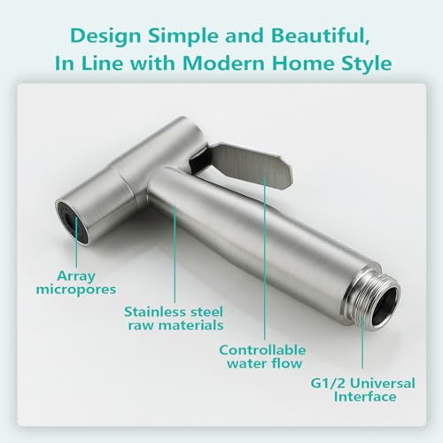 BARROCK 2 Pack Bidet Sprayer Head Only, Stainless Steel Handheld Shattaf Jet Spray for Toilet, Baby Cloth Diaper Sprayer with Adjustable Water Pressure Control, Brushed Nickel - color: Brushed Nickel