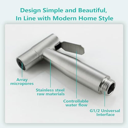 BARROCK 2 Pack Bidet Sprayer Head Only, Stainless Steel Handheld Shattaf Jet Spray for Toilet, Baby Cloth Diaper Sprayer with Adjustable Water Pressure Control, Brushed Nickel - color: Brushed Nickel