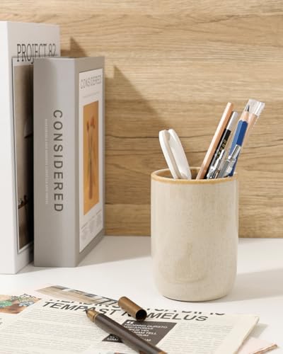 BosilunLife Ceramic Toothbrush Holder (Greige, Cylinder) - color: Greige-cyl, size: cylinder