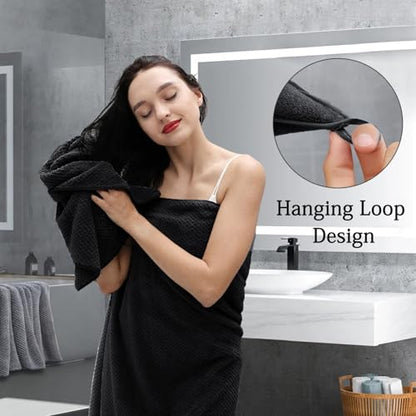 Black Bath Towels Set 35x70 Inches - Luxury 600 GSM Oversized Bath Sheet Towel,Extra Large Microfiber - Quick Dry,Highly Absorbent,Super Soft Shower Towels Spa Hotel Bathroom Towel Set (4-Pack) - color: Black Set, size: 4-Piece Set