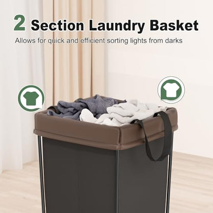 Rolling Laundry Basket with Wheels, Rolling Laundry Hamper with Wheels 2PK | Double Laundry Hampers Cart on Wheels, Narrow Slim Clothes Hamper Organizer with Sturdy Metal Frame, Black - color: Black 2 Pack, size: 160L