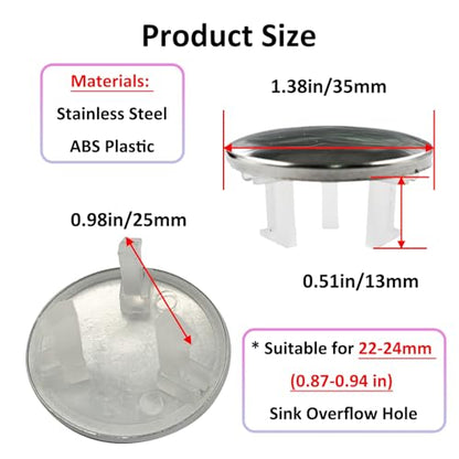 4 Pack Stainless Steels Sink Trim Overflow Covers,Single Layer Bathroom Basin Overflow Cover Hole Insert Cap,Basin Over flow Ring Round Hole Caps Insert Spares for Kitchen Bathroom - style: Single-layer Spherical