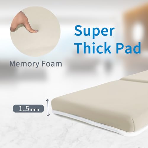 JJGoo Bath Kneeler with Elbow Rest Pad Set, 1.5 inch Kneeling Pad Mat for Bathtub Baby Bathing Parents, Painless Foam Mat with Toy Organizer Pockets, Non-Slip for Baby and Toddler Bathing - color: Apricot