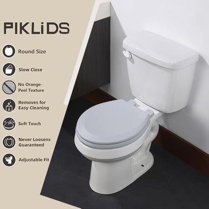 Toilet Seat, Slow Close, Soft Touch, Ultra-Smooth Matte Finish (No Orange-Peel Texture), Premium Moulded Wood, Quick Release, PIKLiDS (Gray, Round) - color: Gray, size: Round