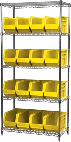 Akro-Mils 30265 AkroBins Plastic Storage Bins, 18"x8.25"x9", Yellow, 6-Pack | Space-Saving Stackable Bins for Garage, Pantry, Craft Organization - color: Yellow