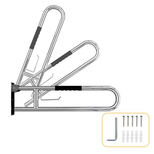 31.5 Inch Toilet Grab Bar, Brushed Nickel Flip-Up Bathroom Grab Bar with Paper Holder, Non-Slip Soft Silicone Grips Handicap Grab Bars, 304 Stainless Steel Handicap Grab Bars for Elderly, Disabled - color: Brushed Nickel