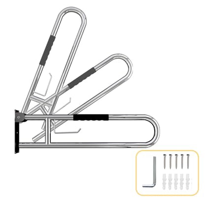31.5 Inch Toilet Grab Bar, Brushed Nickel Flip-Up Bathroom Grab Bar with Paper Holder, Non-Slip Soft Silicone Grips Handicap Grab Bars, 304 Stainless Steel Handicap Grab Bars for Elderly, Disabled - color: Brushed Nickel