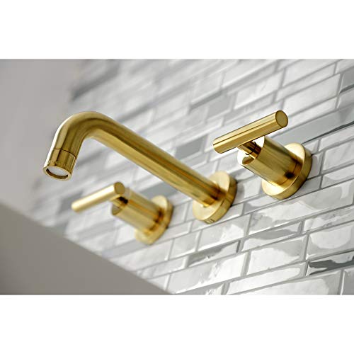 Kingston KS8127CML Wall Mount Bathroom Faucet, Brushed Brass - color: Brushed Brass
