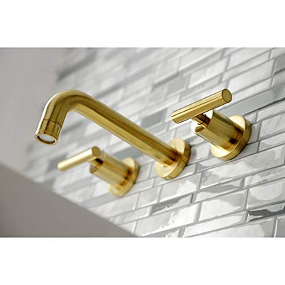 Kingston KS8127CML Wall Mount Bathroom Faucet, Brushed Brass - color: Brushed Brass