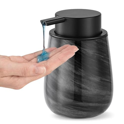 Marble Glass Liquid Soap/Lotion/Hand Sanitizer Pump Dispenser, Refillable for Kitchen and Bathroom Countertop (Black) - color: Black Liquid