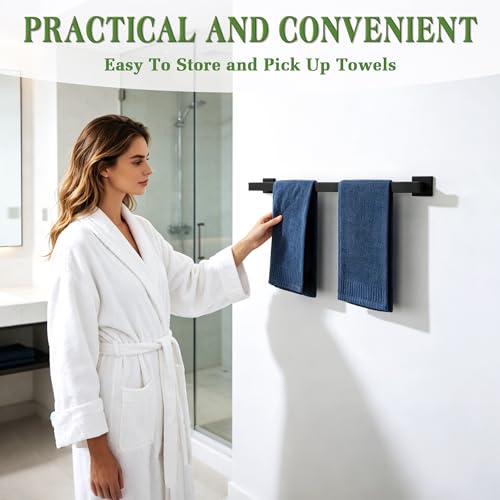 Alise Towel Bars for Bathroom Wall Mounted,24 Inch Towel Racks for Bathroom,SUS304 Stainless Steel Bathroom Towel Holder Towel Rod,Matte Black Towel Hanger Towel Rail