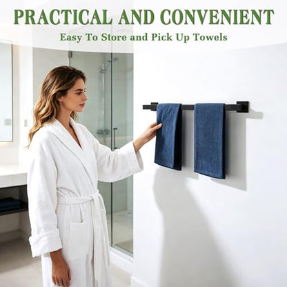 Alise Towel Bars for Bathroom Wall Mounted,24 Inch Towel Racks for Bathroom,SUS304 Stainless Steel Bathroom Towel Holder Towel Rod,Matte Black Towel Hanger Towel Rail