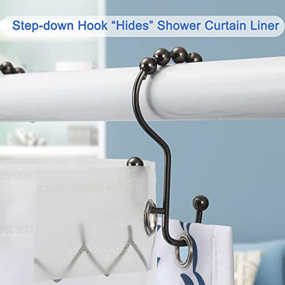 SUTINE Shower Curtain Rings & Hooks, Rust-Resistant Stainless Steel, Easy Sliding Double Hooks for Curtains & Liners, 12pcs-Bronze - color: Bronze