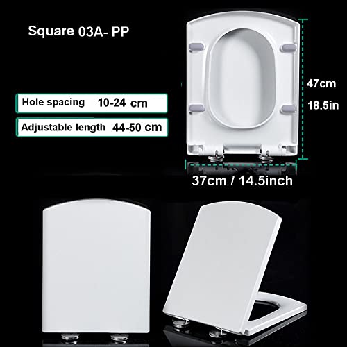 White Quick Release Toilet Seat Lid with 360 Adjustable Hinges for Easy Clean - Modern Luxury Design - size: 03a