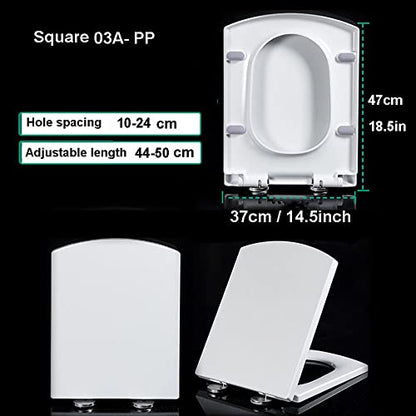 White Quick Release Toilet Seat Lid with 360 Adjustable Hinges for Easy Clean - Modern Luxury Design - size: 03a