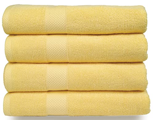 MAURA Premium Bath Towels 100% Cotton 27x54 Ultra Absorbent Quick Dry 4 Pack Soft Terry Bath Towels Set for Bathroom, Hotel and Spa Quality, Yellow - color: Yellow, size: 27 in x 54 in Bath Towels